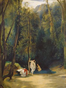 Kvinde, der bader i parken Terni